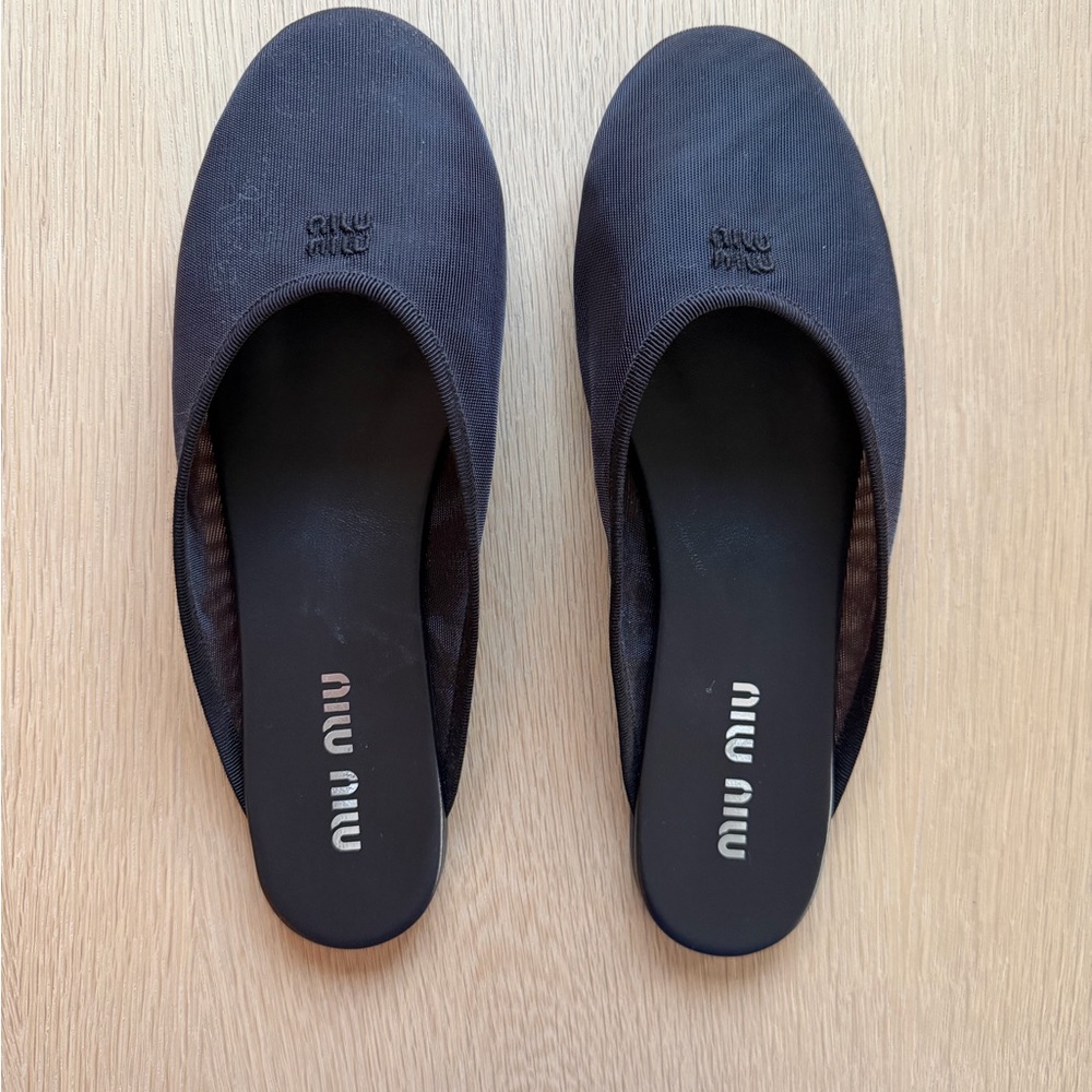 Miu Miu Navy Blue Slip-On Ballet Flats